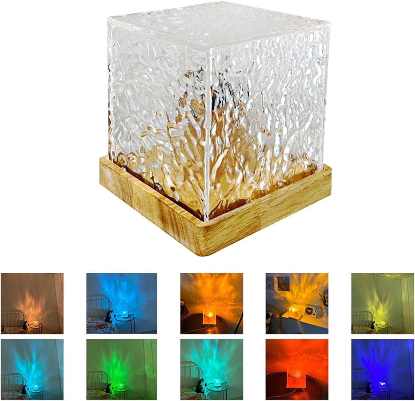 OceanGlow™ 3D Wave Light Projector – Crystal LED Mood Lamp with Remote Control