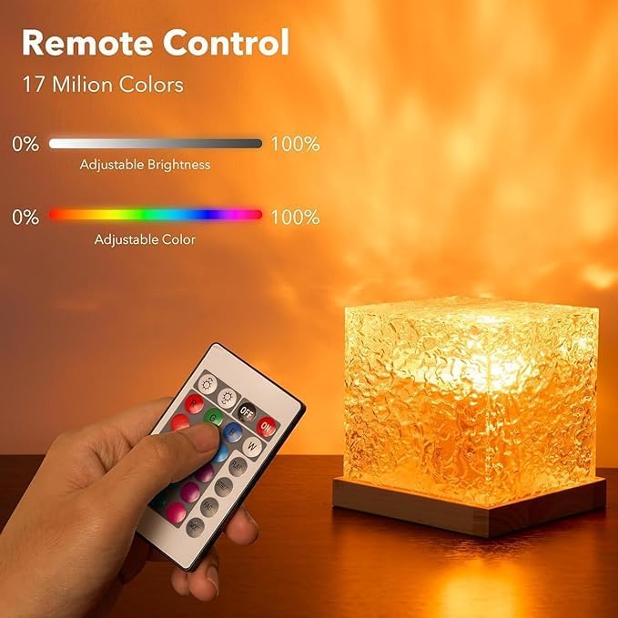 OceanGlow™ 3D Wave Light Projector – Crystal LED Mood Lamp with Remote Control