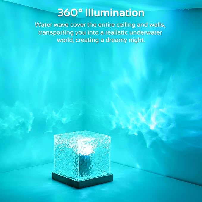 OceanGlow™ 3D Wave Light Projector – Crystal LED Mood Lamp with Remote Control