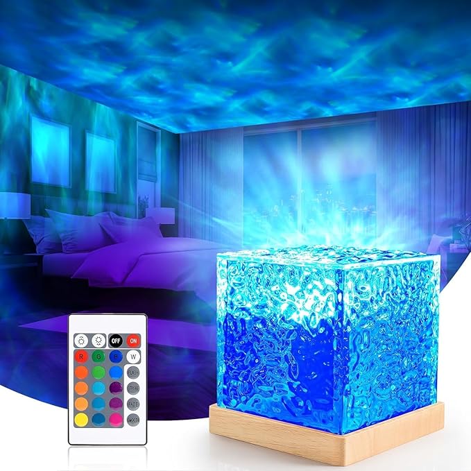 OceanGlow™ 3D Wave Light Projector – Crystal LED Mood Lamp with Remote Control